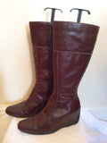 Brand New Xpress Brown Leather Wedge Heel Boots Size 8/42 - Whispers Dress Agency - Sold - 3