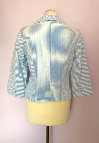 Brand New Laura Ashley Blue & White Stripe Cotton Jacket Size 10 - Whispers Dress Agency - Womens Suits & Tailoring - 2