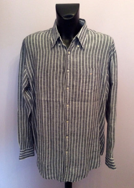 Gant Grey & White Linen Long Sleeve Shirt Size 3XL - Whispers Dress Agency - Sold - 1