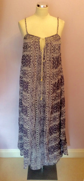 Monsoon Purple & White Print Cotton Maxi Dress Size S - Whispers Dress Agency - Womens Dresses - 1