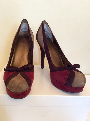 Pulse Mystic Burgundy, Brown & Beige Suede Heels Size 7/40 - Whispers Dress Agency - Womens Heels - 1