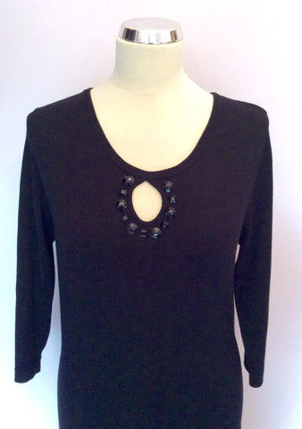 Olsen Black Scoop Neck Knit Dress Size 12 - Whispers Dress Agency - Womens Dresses - 1