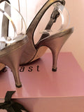Coast Alexis Pewter Leather Slingback Heels Size 4/37 - Whispers Dress Agency - Womens Heels - 4