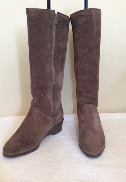 Brand New Richard Draper Brown Suede Sheepskin Lined Boots Size 5/38 - Whispers Dress Agency - Sold - 1