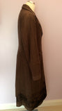 Simple Wish Brown & Black Print Trim Linen & Cotton Coat Size 38/10 - Whispers Dress Agency - Womens Coats & Jackets - 2