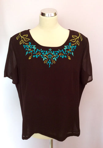 Jacques Vert Brown Embroidered Top, Long Skirt & Cardigan Size 22 - Whispers Dress Agency - Sold - 4