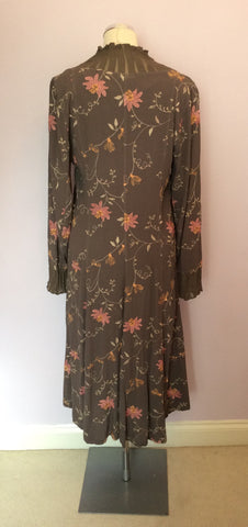 Ghost Brown Embroidered Floral Dress & Duster Coat Size S - Whispers Dress Agency - Sold - 3