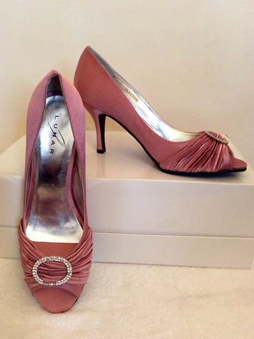 BRAND NEW LUNAR PINK SATIN PEEP TOE DIAMANTÉ TRIM HEELS SIZE 7/40 - Whispers Dress Agency - Womens Heels - 1