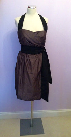 Brand New Zara Brown & Black Trim Halterneck Dress Size XL - Whispers Dress Agency - Womens Dresses - 2