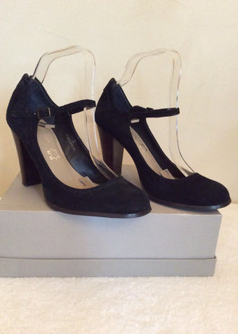 Marks & Spencer Autograph Black Suede Mary Jane Heels Size 5/38 Wider Fit - Whispers Dress Agency - Heels - 3