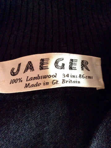 Vintage Jaeger Black Wool Button Neck Jumper Size 34" UK S/M - Whispers Dress Agency - Sold - 3