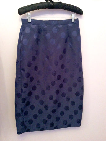 Gina Bacconi Navy Spot Skirt & Jacket Suit Size 14 Fit UK 10 - Whispers Dress Agency - Sold - 5