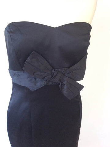COAST BLACK MATT SATIN STRAPLESS COCKTAIL/OCCASION WEAR SIZE 14 - Whispers Dress Agency - Sold - 3