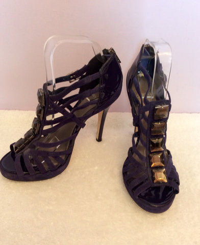 Carvela Purple Suede Strappy Jewel Trim Heels Size 5/38 - Whispers Dress Agency - Womens Heels - 1