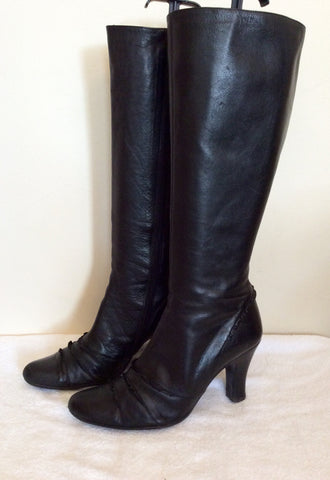 Jigsaw Black Leather Frill Trim Boots Size 6/39 - Whispers Dress Agency - Sold - 3