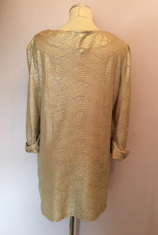 STAR BY JULIEN MACDONALD PALE GOLD METALIC TUNIC TOP SIZE 16 - Whispers Dress Agency - Sold - 2