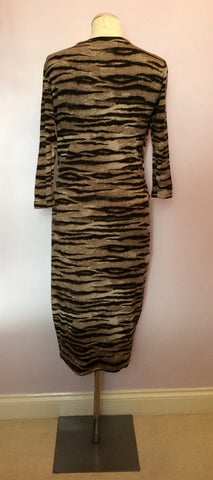 Isabel De Pedro Brown Print Wrap Style Dress Size 16 - Whispers Dress Agency - Womens Dresses - 4