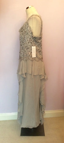 BRAND NEW MEDICI GREY LACE SILK OCCASION DRESS SIZE 18 - Whispers Dress Agency - Womens Dresses - 3