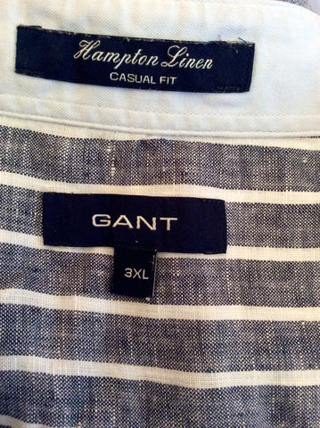 Gant Grey & White Linen Long Sleeve Shirt Size 3XL - Whispers Dress Agency - Sold - 2