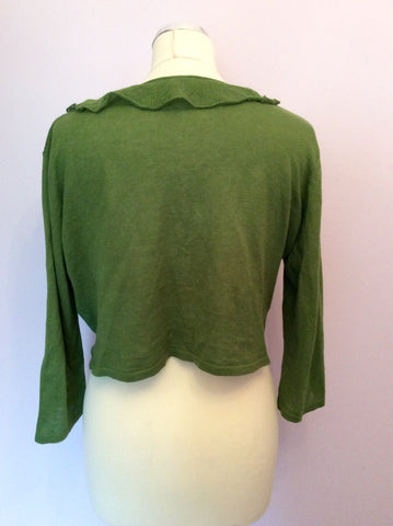 Laura Ashley Green Linen & Cotton Tie Front Crop Cardigan Size 14 - Whispers Dress Agency - Sold - 2