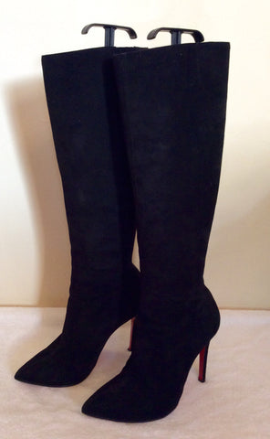 Christian Louboutin Black Suede 'Pretty Woman' Knee High Boots Size 4.5/37.5 - Whispers Dress Agency - Sold - 5
