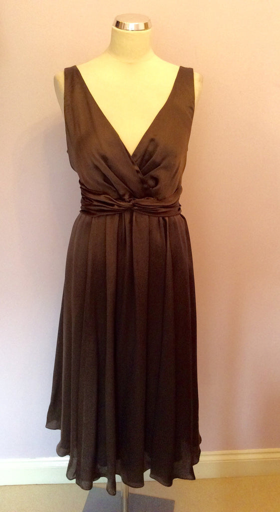 Fenn Wright Manson Brown Silk Dress Size 16