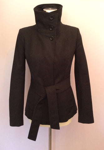 Reiss Black Cotton Blend Belted Jacket Size Small - Whispers Dress Agency - Sold - 3