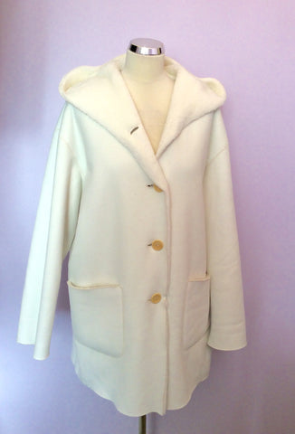 Jaeger Winter White Hooded Jacket Size 14 - Whispers Dress Agency - Womens Coats & Jackets - 1
