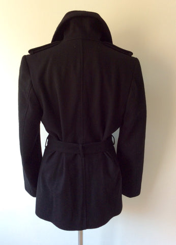 TED BAKER BLACK WOOL BLEND BELTED SHORT COAT SIZE 4 UK 12/14 - Whispers Dress Agency - Sold - 3