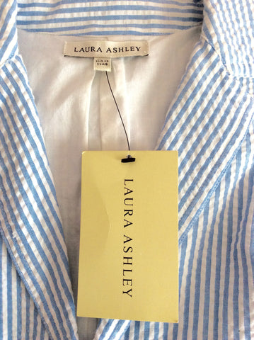 Brand New Laura Ashley Blue & White Stripe Cotton Jacket Size 10 - Whispers Dress Agency - Womens Suits & Tailoring - 3