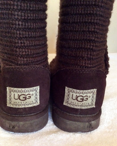 Ugg Brown Knit Calf Length Boots Size 6.5/39 - Whispers Dress Agency - Womens Boots - 4