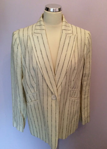 Brand New Marks & Spencer Autograph Ivory Pinstripe Linen Trousers Suit Size 18/14 - Whispers Dress Agency - Sold - 2