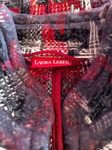Laura Lebek Dark Grey, Red & White Weave Wool Blend Jacket Size 12 - Whispers Dress Agency - Womens Coats & Jackets - 4
