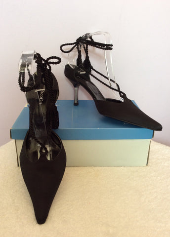 Brand New Paco Gil Black Satin Lace Up Leg Heels Size 7/40 - Whispers Dress Agency - Womens Heels - 1