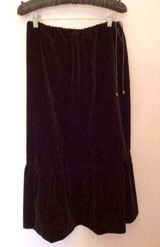 Max Mara Black Velvet Calf Length Skirt Size 12 - Whispers Dress Agency - Womens Skirts - 1