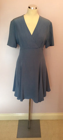 LAURA ASHLEY BLUE SILK SKATER DRESS SIZE 16 - Whispers Dress Agency - Womens Dresses - 1