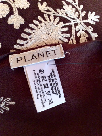 Brand New Planet Dark Brown & White Embroidered Wool Wrap / Shawl One Size - Whispers Dress Agency - Womens Scarves & Wraps - 3
