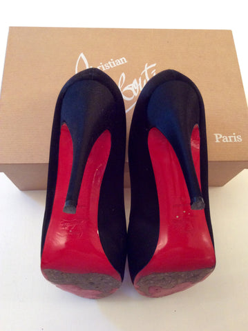 Christian Louboutin Mouskito Black & Red Satin Peeptoe Heels Size 7.5/41 - Whispers Dress Agency - Sold - 5