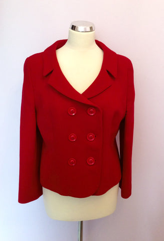 Hobbs Red Wool Double Breasted Jacket Size 12 - Whispers Dress Agency - Sold - 1