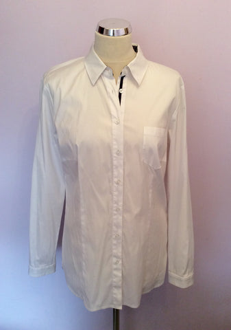 Marc Aurel White Long Sleeve Shirt Size 40 UK 12 - Whispers Dress Agency - Womens Shirts & Blouses - 1