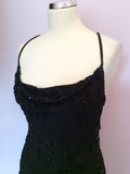 BLACK BEADED & SEQUINNED SILK STRAPPY COCKTAIL DRESS SIZE 10/12 - Whispers Dress Agency - Womens Dresses - 2