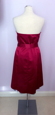Principles Deep Red Satin Strapless Dress Size 16 - Whispers Dress Agency - Womens Dresses - 3