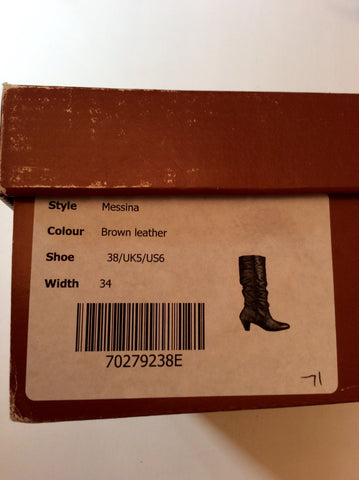 DUO DARK BROWN 'MESSINA' LEATHER SLIM LEG KNEE HIGH BOOTS SIZE 5/38 - Whispers Dress Agency - Sold - 3