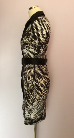 Marccain Sports Black, Brown & White Print Dress Size N3 UK 10/12 - Whispers Dress Agency - Womens Dresses - 4