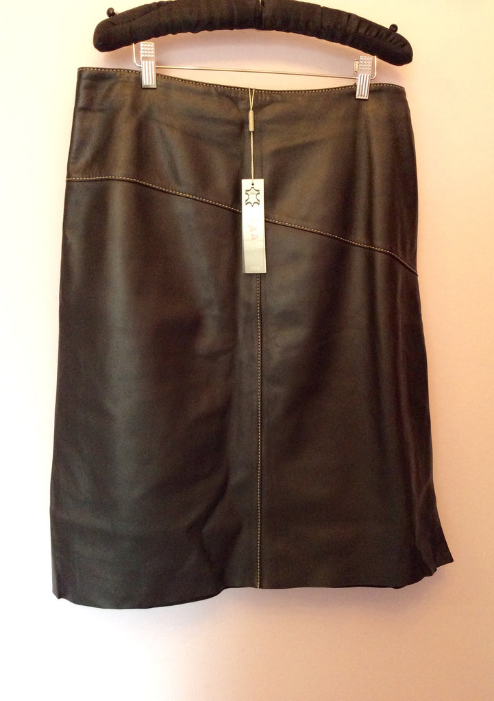 Brand New Per Una Black Leather Skirt Size 16 Whispers Dress Agency