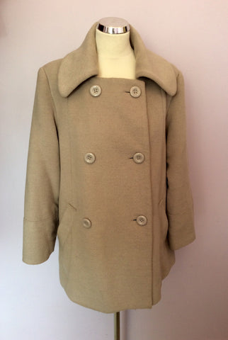 Betty Jackson Studio Beige Double Breasted Coat Size 14 - Whispers Dress Agency - Sold - 1