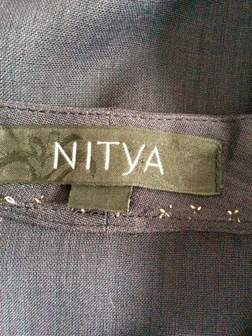 NITYA DARK BLUE WOOL BLEND EMBROIDERED DUSTER COAT SIZE 42 UK 14 - Whispers Dress Agency - Sold - 5