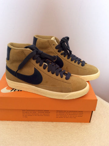 Brand New Nike Beige & Blue Suede Blazer Filbert Mid Trainer Boots Size 4/37 - Whispers Dress Agency - Womens Trainers & Plimsolls - 2