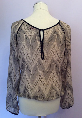 Reiss Nude & Black Silk Print Top Size M - Whispers Dress Agency - Sold - 2