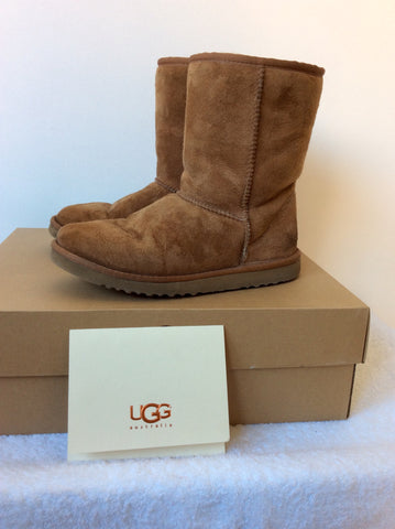 UGG TAN BROWN SHEEPSKIN CLASSIC SHORT BOOTS SIZE 6/39 - Whispers Dress Agency - Sold - 2